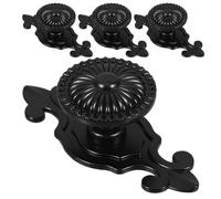 NUOBESTY 4pcs Cabinet Knob with Backplate, Single Hole Ornate Vintage | European Carved Style, Matte Metallic Finish, Easy Installation, Improved Grip, Smooth Operation for Kitchen Cupboard Doors