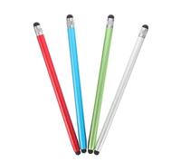 NUOBESTY 4pcs Capacitive Stylus Pen Set for Tablet and Phone Touch Screens, Dual-head Silicone Tips, Versatile Drawing and Writing Stylus Pens in Silver, Blue, Red, and Green, Compatible