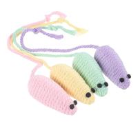 NUOBESTY 4pcs Cat Mouse Cat Teasing Chewing Interactive Cotton Rope 12.58x1.18x1.18in Indoor Kitten