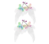 NUOBESTY 4pcs Cat Teaser Plume Toys Replacement Heads with Artificial Feather and Bell, Interactive Kitten Accessories in Plume and Butterfly Style, Soft Material Stimulates Hunting