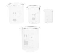 NUOBESTY 4pcs Chemistry Beakers Glassware Accurate Measurements Stable Construction 10ml 25ml 50ml 100ml Graduated Measuring Cups for Laboratory Experiments and Education