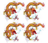NUOBESTY 4pcs Chinese Dragon Embroidered Sew on Patch for Clothing, Polyester Material with Strong Attachment and Washable Feature, for Jackets and Accessories, for Stage Dress and Dance