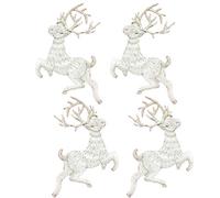 NUOBESTY 4pcs Christmas Deer Patches Xmas Elk Sew On Appliques Silver Deer Embroidery Patch for Hats Tops Jackets Jeans Backpacks T-Shirts Decoration Supplies