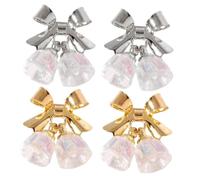 NUOBESTY 4Pcs Christmas Nail Studs 3D Crystal Bow Bell Nail Charms Manicure Stickers Gold and Silver Colors Festive Decor for Holiday Art