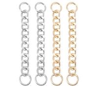 NUOBESTY 4pcs DIY Shoe Chain Charms for Slippers and Clogs Decor | Metal Iron Links, Gold and Silver Mix, Hanging Rings on Both Sides, Daily Life and School Events