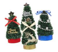 NUOBESTY 4pcs Doll House Accessories Realistic Mini Christmas Tree Decorations for Desktop Tabletop Bookshelf Festive Micro Landscape Display
