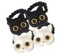 NUOBESTY 4Pcs Elastic Hair Ties for Women and Thin Small Ponytail Holders with Cat Design Stretchy Black and White Hair Bands for Little and Teen