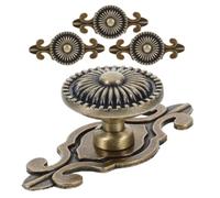 NUOBESTY 4pcs European Carved Cabinet Knob Single Hole with Backplate | Raised Floral Pattern, Ornate Vintage Style, Matte Metallic Finish, Enhanced Grip, Easy Installation, Helps Reduce Hand Slips