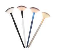 NUOBESTY 4pcs Facial Fan Mask Brushes Set with Wooden Handles, Small Size Light Gold Blue White Soft Bristles, Facial Mask Applicator Tools for Skincare and Beauty Treatments