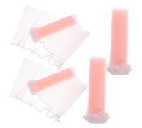 NUOBESTY 4pcs Faux Pearl Edge Bouquet Packaging Paper Wrinkled Translucent Flower Wrapping Mesh for Wedding Party Favor Decor Elegant Floral and Dessert Presentation Pink