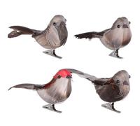 NUOBESTY 4Pcs Lifelike Artificial Feathered Birds with Clips - Foam Bird Ornaments in Assorted Colours for Home, Garden, Christmas, Weddings & Party Decorations
