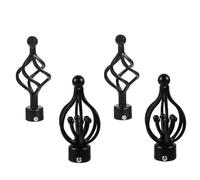 NUOBESTY 4pcs Matte Black Twisted Cage Iron Finial Curtain Rod Ends Decorative Heads for Window Drapery Rods Easy Install Replacement Accessories for Home Curtains