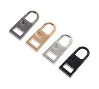 NUOBESTY 4pcs Metal Zipper Pull Tabs Replacement Heads, Detachable Zipper Accessories for Luggage and Clothing, Small Size Silver, Black, Gold, and Gunmetal Colors