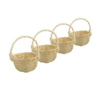 NUOBESTY 4pcs Mini Rattan Woven Baskets Handheld Storage Organizer for Home Office Decor Natural Material Portable Picnic and Party Favor Holders