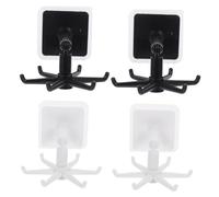 NUOBESTY 4pcs Multi-Functional Rotatable Kitchen Utensil Holder Hooks Wall-Mounted Storage Rack with Folding Design for Hanging Kitchen Utensils and Organizing Cooking Tools