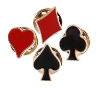 NUOBESTY 4pcs Playing Card Brooch Pins Decorative Suit Lapel Pins Hearts Clubs Spades Diamonds Mini Accessories for Collars Backpacks and Clothing Gifts