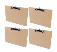 NUOBESTY 4pcs Portable Clipboards with Thickened Hardclip Design, Scratch-Resistant Smooth Surface, Wood-Based MDF and Iron Material, for School Organization and Office Clipboard Use