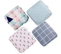 NUOBESTY 4pcs Portable Tampon Bag and Sanitary Napkin Storage Bag Made of Cotton Cloth with Lovely Appearance, Multipurpose Design for Women and Female Friends, a Washable Period Pad
