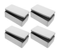 NUOBESTY 4Pcs Rectangular Tinplate Container Silver 18X9.8X6.5Cm Food-Grade Snack Storage Box with Lid for Christmas Candy Cookies Craft Organizer Portable Small Metal Tin