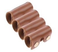 NUOBESTY 4pcs Safety Razor Head Protective Covers Travel Manual Razor Case Synthetic Leather Shield Easy Single-hand Operation Brown for Daily Bathroom Use