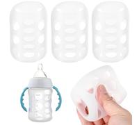 NUOBESTY 4pcs Silicone Bottle Cap for Glass Feeding Bottles and Coffee Cups for Nursery Use as Protective Sleeve