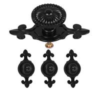 NUOBESTY 4pcs Single Hole Cabinet Knobs with Backplate, Vintage Floral | Matte Metallic Finish, Improved Grip, Smooth Operation, Easy Installation, Ornate European Style for Kitchen Drawers
