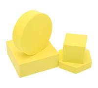 NUOBESTY 4pcs Solid Geometry Props Set Foam Geometric Cube Photo Props for Makeup Product Photography Background Yellow for Retail Display Tabletop