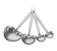 NUOBESTY 4Pcs Stainless Steel Heart Shaped Measuring Spoons Set for Dry and Liquid Ingredients Cooking Baking Kitchen Gadgets