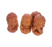 NUOBESTY 4pcs Tibetan Wealth Goddess Wood Beads for DIY Jewelry Making Hand-carved Wood Loose Beads for Bracelets and Necklaces Cultural Craft Supplies with Spiritual Symbolism