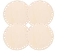 NUOBESTY 4Pcs Wooden Basket Bottoms - Unfinished Round Crochet & Knitting Bases for DIY Weaving, Craft Projects & Handmade Basket Making