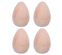 NUOBESTY 4pcs Wooden Hollow Eggs Pack Paintable DIY Craft Egg Fillable Easter Basket Ornament for Party Favors Chicken Coop Decor