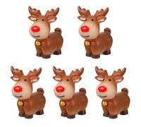 NUOBESTY 5 Pcs Mini Christmas Elk Statue, Light Brown Resin Reindeer Figurines, Micro-Landscape Desktop Decoration, 1. 57 X 1. 57 X 1. 02 Inch, for Bedroom Living Room Holiday Decor