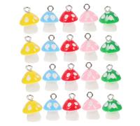 NUOBESTY 50 Pcs Resin Mushroom Charms Candy Color Pendants for Jewelry Making DIY Earrings Bracelets Necklaces Craft Supplies with Mixed Yellow Pink Blue Red Green