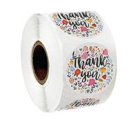 NUOBESTY 500pcs Packed Flower Thank You Labels Packing Roll Sticker for DIY Sticker for Wedding Thank You Cards and Wrapping Decals