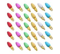 NUOBESTY 50pcs Christmas Pendant Beads with Mixed Color Plastic Bulbs Xmas Tree Ornament Charms for DIY Garland Holiday Decoration Beads for Bracelets Earrings and Party Favors Random Color