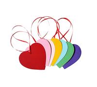 NUOBESTY 50pcs Heart Shaped Wishing Christmas Cards Decorative Tree Ornaments Greeting Lanyard for Party Random Color