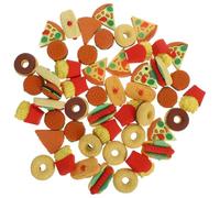 NUOBESTY 50pcs Mini Food Erasers for Childrens Stationery Cute Hamburger Hot Dog Fries Donut Pizza Party Favors Erasing School Classroom Rewards
