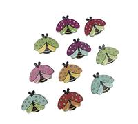 NUOBESTY 50pcs Painted Ladybug Wooden Buttons for Sewing DIY Craft Supplies Two Holes Sewing Buttons Tiny Wood Ladybirds