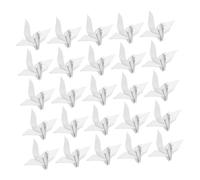 NUOBESTY 50pcs Premade Origami Paper Cranes Garland Lightweight Origami Bird Strings for Wedding Shower Birthday Party Backdrop Elegant White Decorations with Fortune Symbolism