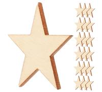 NUOBESTY 50pcs Unfinished Wood Star Cutouts Blank Wood Star Slices for Art Painting Graffiti Wreath Embellishment Party Supplies
