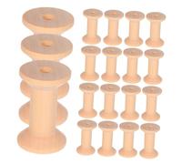 NUOBESTY 50pcs Wooden Reels with Stable Base Unfinished Thread Bobbins for DIY Sewing Macrame Beading Cord Organizer Craft Projects
