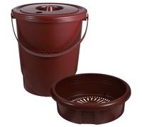 NUOBESTY 5l Flip Lid Tea Waste Bucket with Handle Tea Dregs Drainage Container for Kitchen Office Bathroom Trash Bin Wastebasket with Lid and Household Use