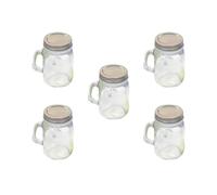 NUOBESTY 5Pcs 120Ml Glass Dessert Cups with Handle and Lid, Mini Pudding and Ice Cream Sundae Bowls for Party Serving, Candy Glassware for Summer Entertaining