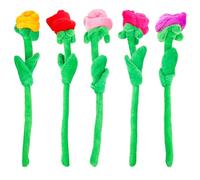NUOBESTY 5Pcs 30Cm Artificial Rose Plush Bouquet Set, Realistic Soft Plush Flowers for Graduation, School, Home Decoration in Pink, Orange, Purple, Magenta, and Red
