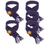 NUOBESTY 5Pcs Adjustable Mini Knitted Doll Scarves Set in Navy Blue - Decorative Tiny Scarf Accessories for DIY Doll Clothes, Mini House Decor, and Party Favors