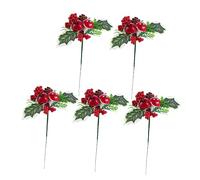 NUOBESTY 5pcs Artificial Berry Branches Christmas Simulated Berry Stems for Diy Holiday Decor Floral Arrangements Photo Props and Home Decoration
