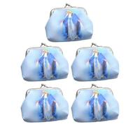 NUOBESTY 5pcs Compact Pu Leather Kiss Lock Coin Purse with Virgin Mary Pattern for Women, Organizing Bracelets and Keys, for Travel and Prayer Meetings