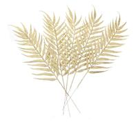 NUOBESTY 5pcs Gold Glitter Leaves Artificial Fern Leaf Picks
