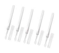 NUOBESTY 5pcs Handle Silicone Lip Brush Set with Lids, Cosmetic Lipstick and Eyeshadow Applicators for Portable Makeup and Lip Mask Application