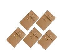 NUOBESTY 5pcs Handmade Vintage Kraft Paper Envelopes with Secure String Tie Closure for Documents Greeting Cards Invitations Multipurpose Writable Storage Bags